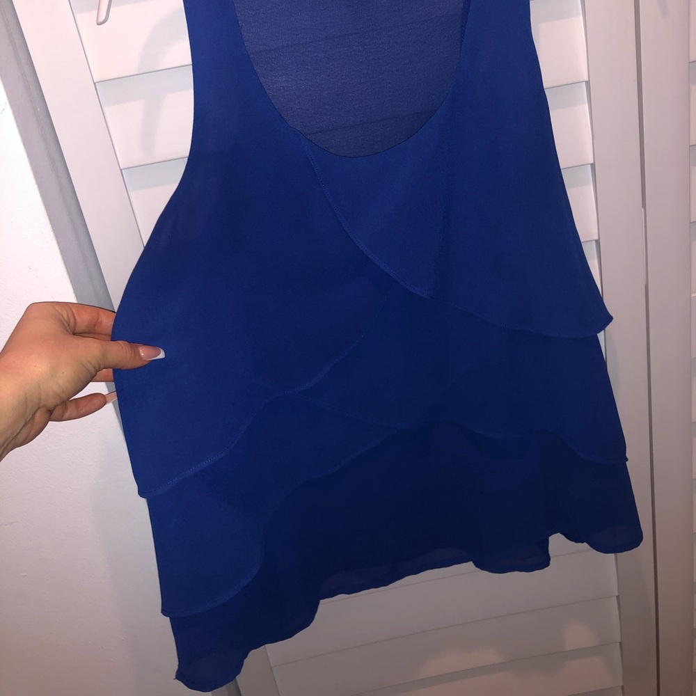 Royal Blue Ruffle Blouse - Size Small - Picture 3 of 3